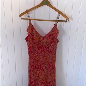 I.C.E. Asymmetrical Ruffle Sequin Bias Dress